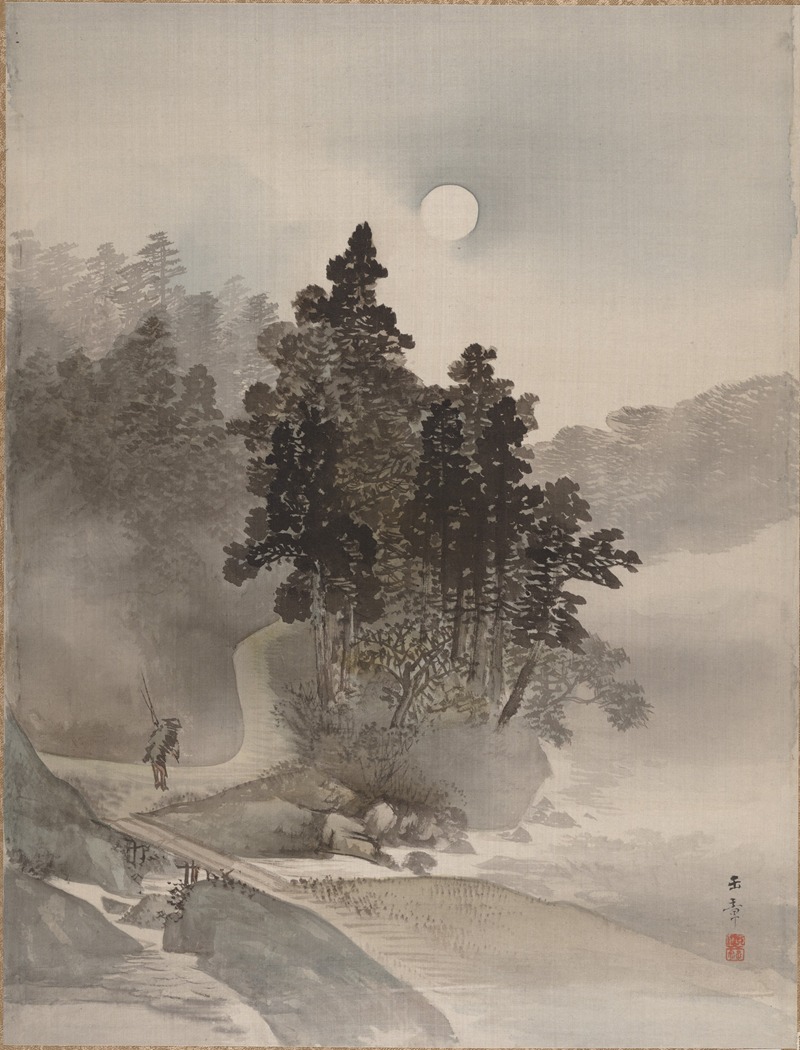 Kawabata Gyokushō - Traveling by Moonlight