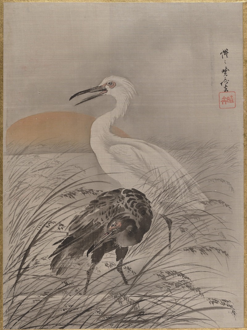 Kawanabe Kyōsai - Cranes in Marsh