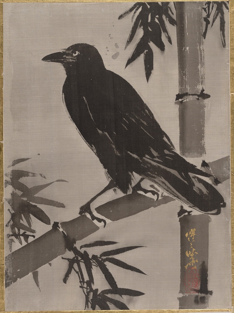 Kawanabe Kyōsai - Crow on a Bamboo Branch