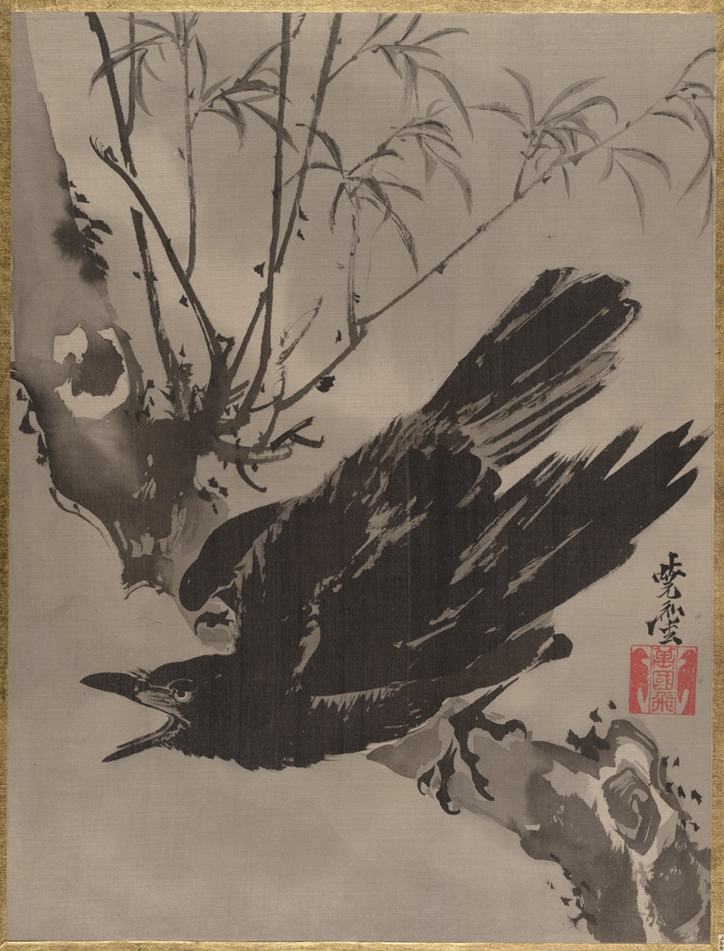 Kawanabe Kyōsai - Crow on a Branch.