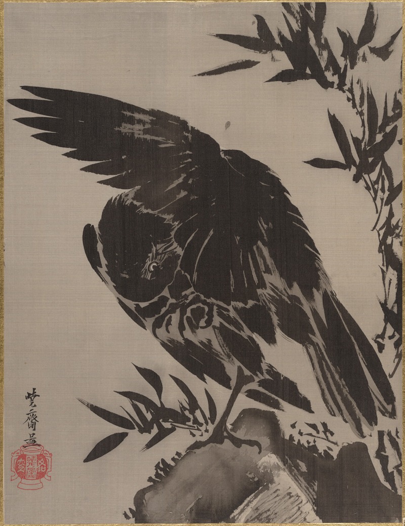 Kawanabe Kyōsai - Crow on a Rock