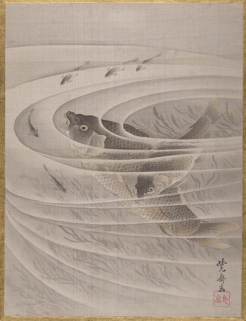 Kawanabe Kyōsai - Fish in a Whirlpool