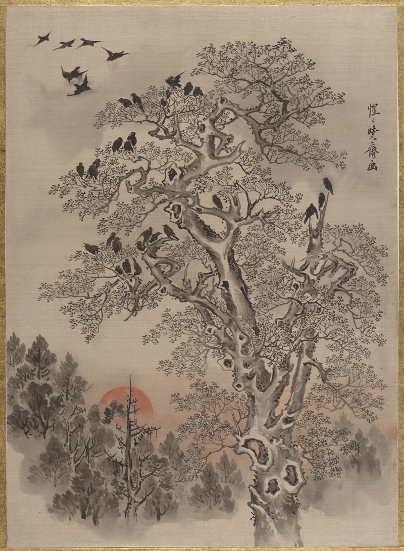 Kawanabe Kyōsai - Flock of Crows at Dawn