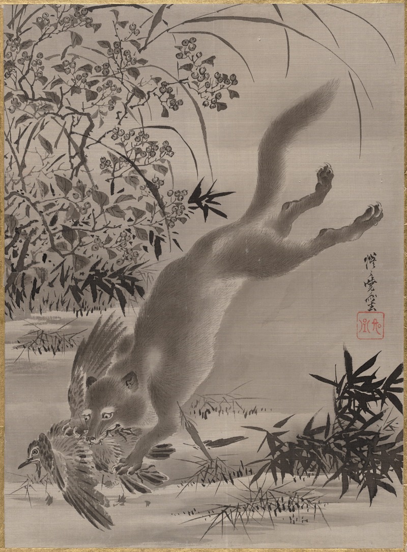 Kawanabe Kyōsai - Fox Catching Bird