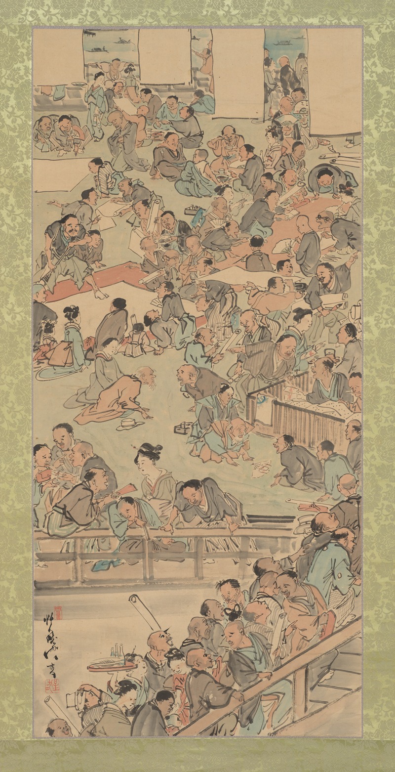 Kawanabe Kyōsai - Painting and Calligraphy Gathering at the Nakamurarō in Ryōgoku