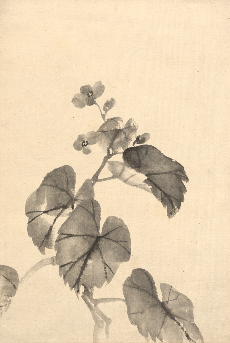 Kōno Bairei - Branch of Begonia in Bloom