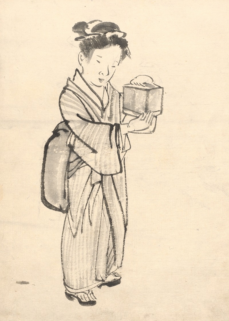 Kōno Bairei - Girl Holding a Cricket Cage