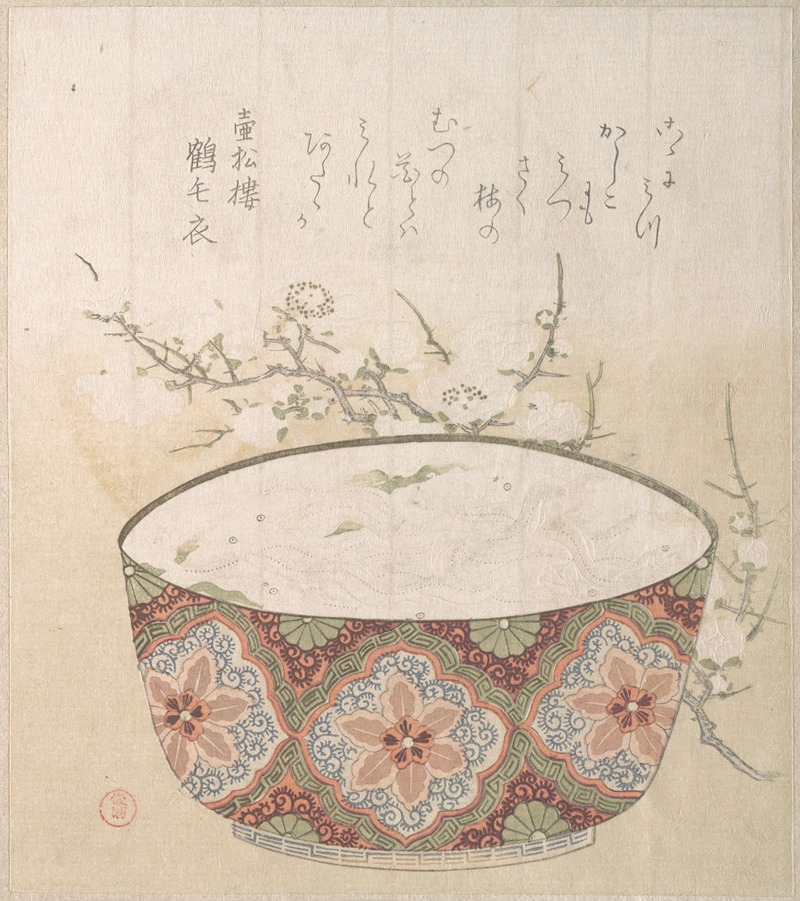 Kubo Shunman - Bowl with White-Baits and Plum Blossoms