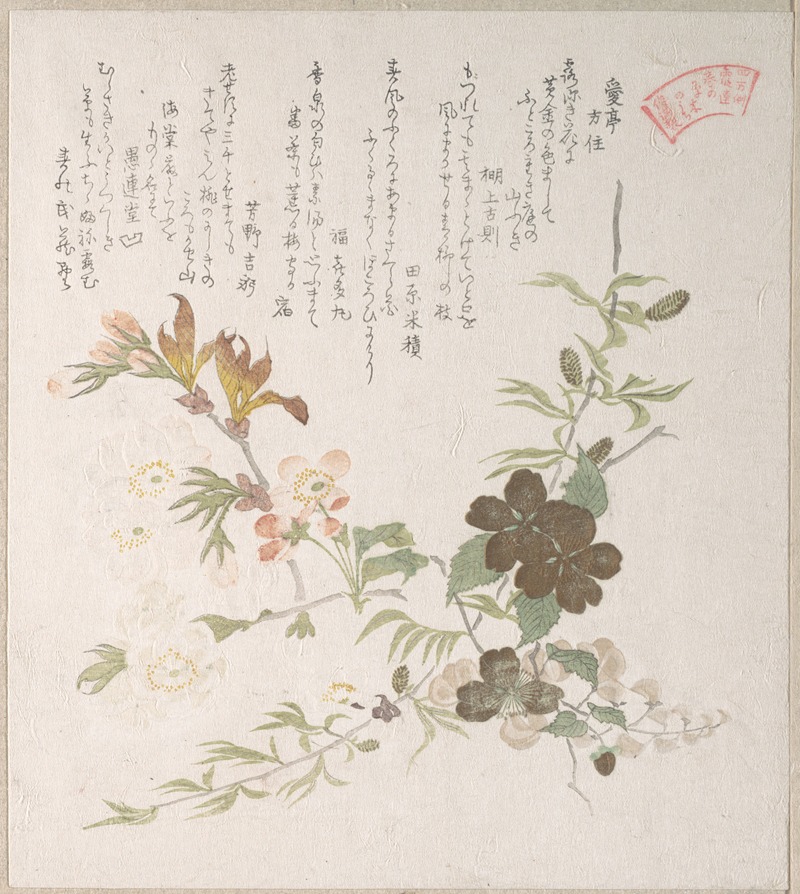 Kubo Shunman - Cherry Blossoms and Yamabuki Flowers