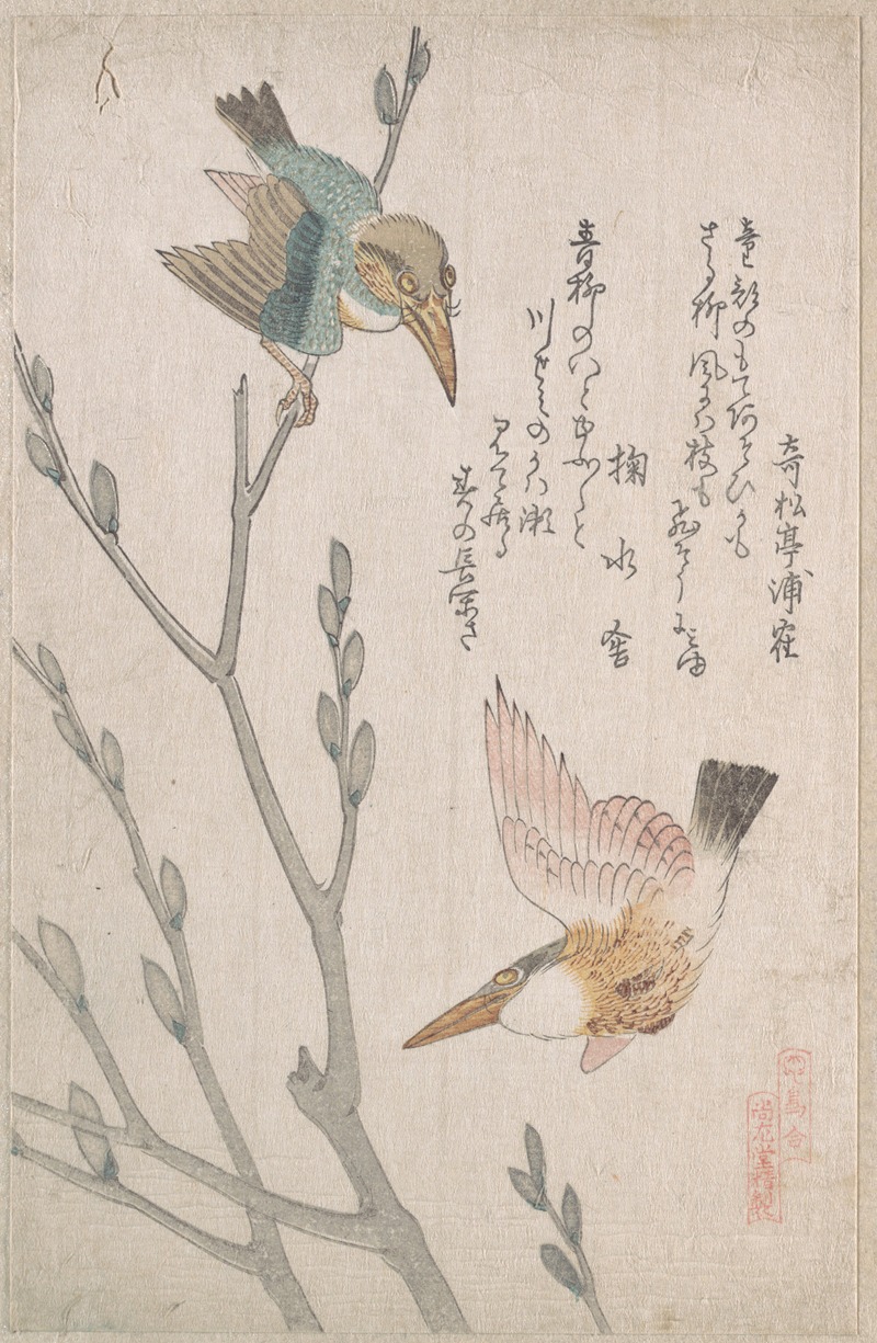 Kubo Shunman - Kingfishers and Pussy-willow