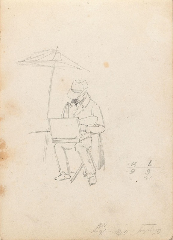 Adolph Tidemand - Artist under parasol