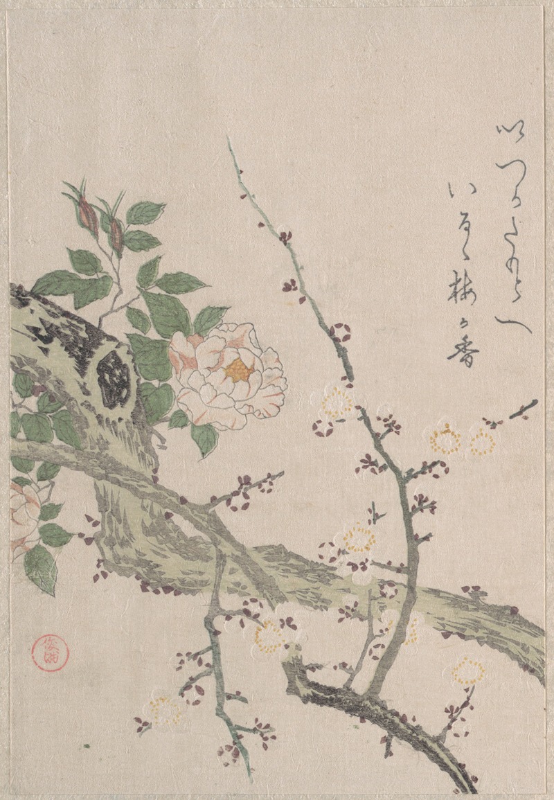 Kubo Shunman - Roses and Plum Blossoms