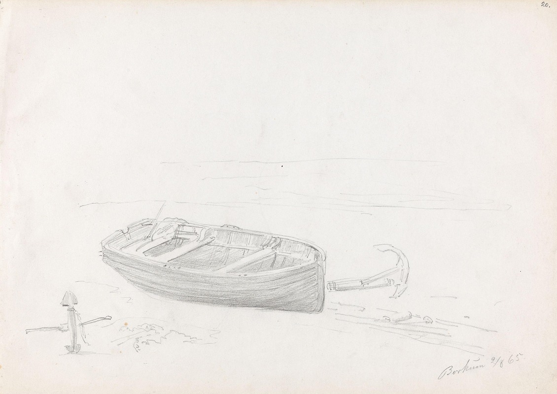 Adolph Tidemand - Båt på stranden, Borkum