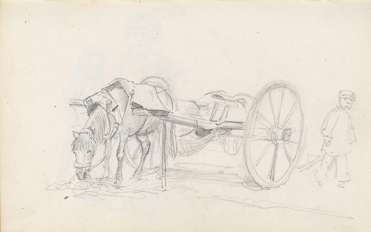 Adolph Tidemand - Boy by horse and cart