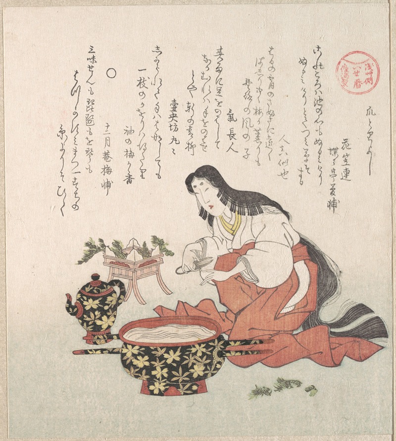 Kubo Shunman - Woman Cutting Her Nails after GatHering Herbs