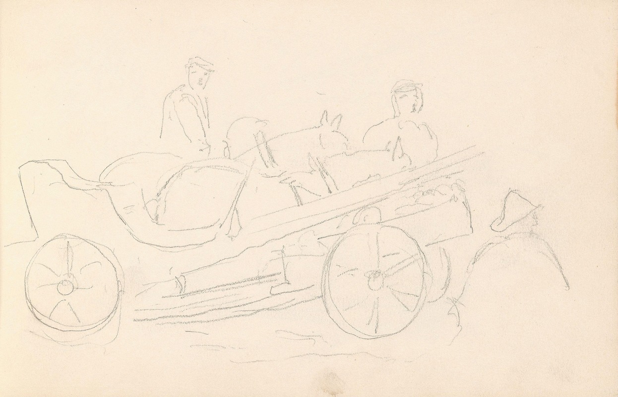 Adolph Tidemand - Drawings of carriages and figures