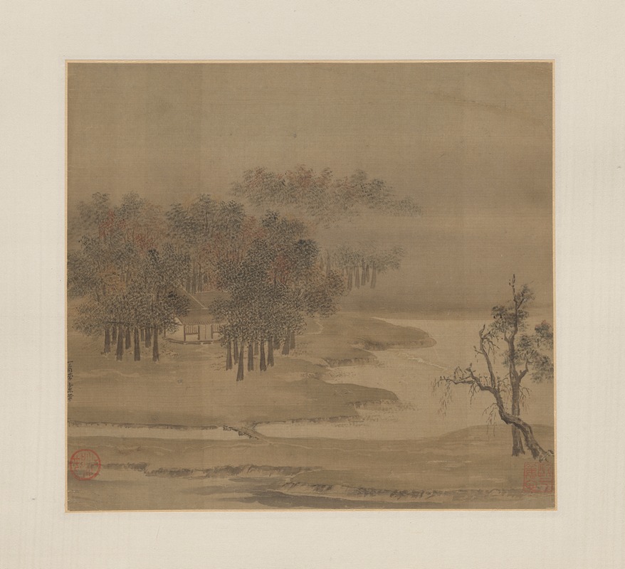 Li Anzhong - Cottages in a Misty Grove in Autumn