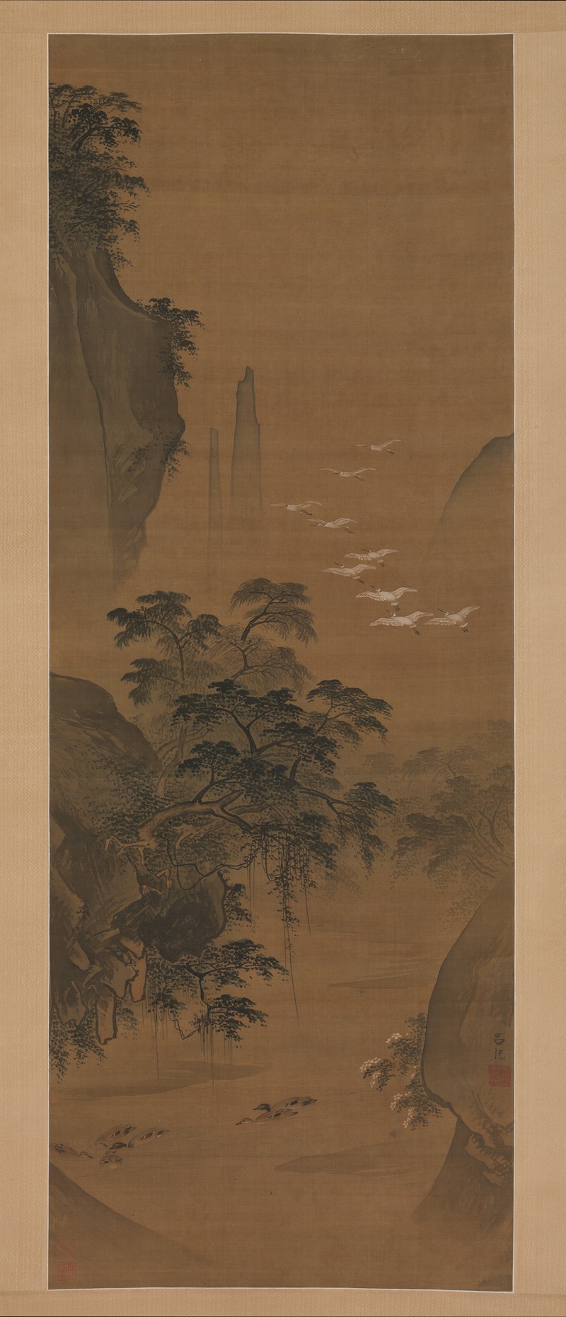 Lü Ji - Autumn landscape with egrets and ducks