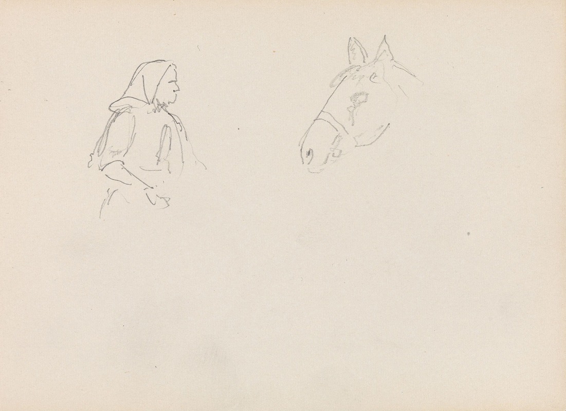 Adolph Tidemand - Figur- og hestestudie
