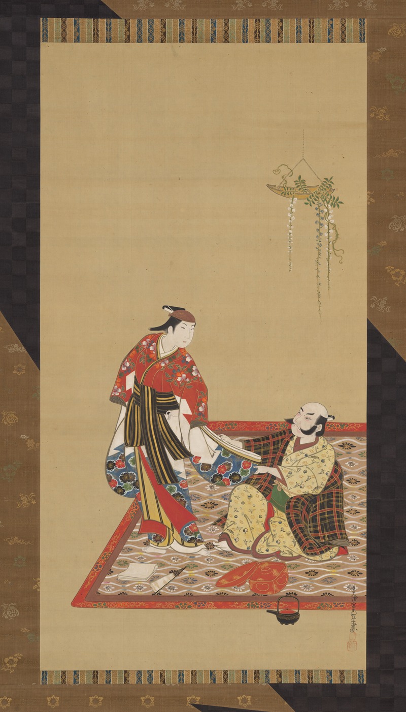 Miyagawa Isshō - Samurai and Wakashu (Male Youth)