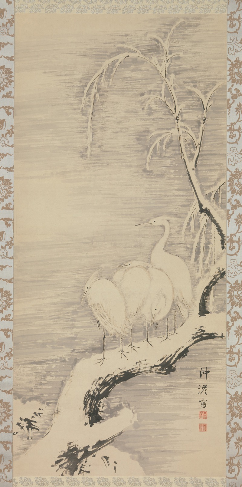 Nakabayashi Chikutō - Herons in the Snow