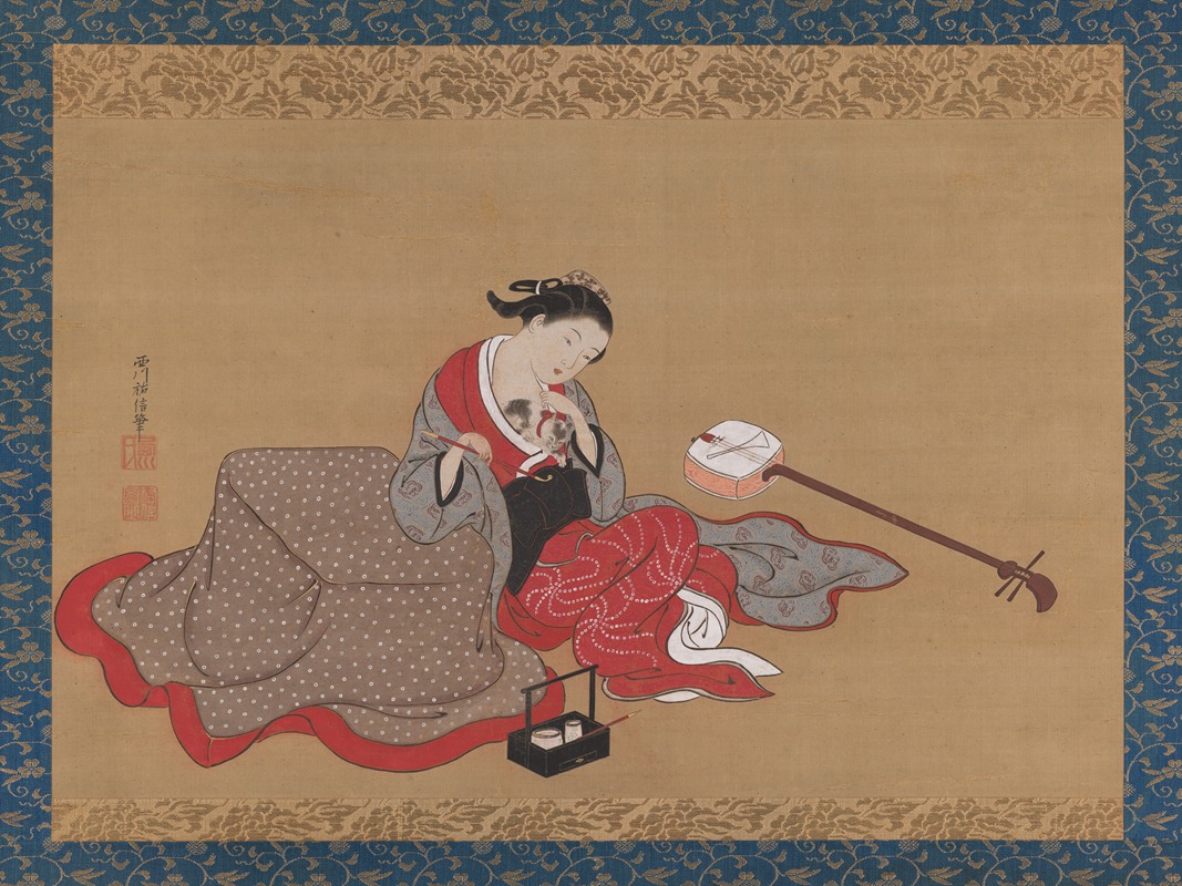 Nishikawa Sukenobu - Courtesan with a Kitten