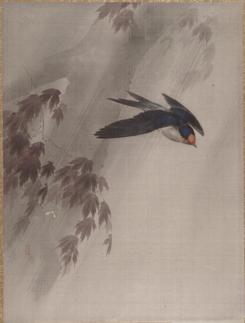 Okada Baison - A Swallow in the Rain