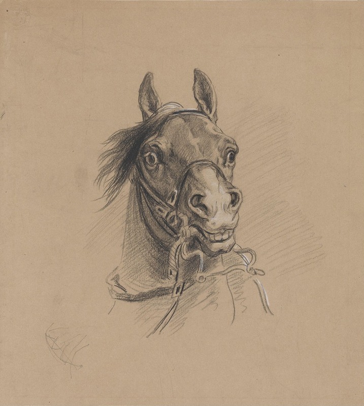 Adolph Tidemand - Hest med oppspilte nesebor