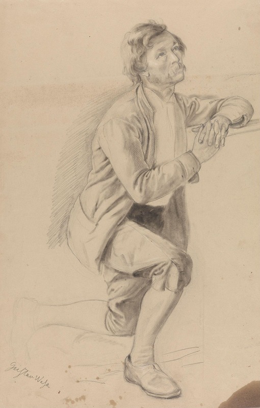 Adolph Tidemand - Knelende mann med foldede hender