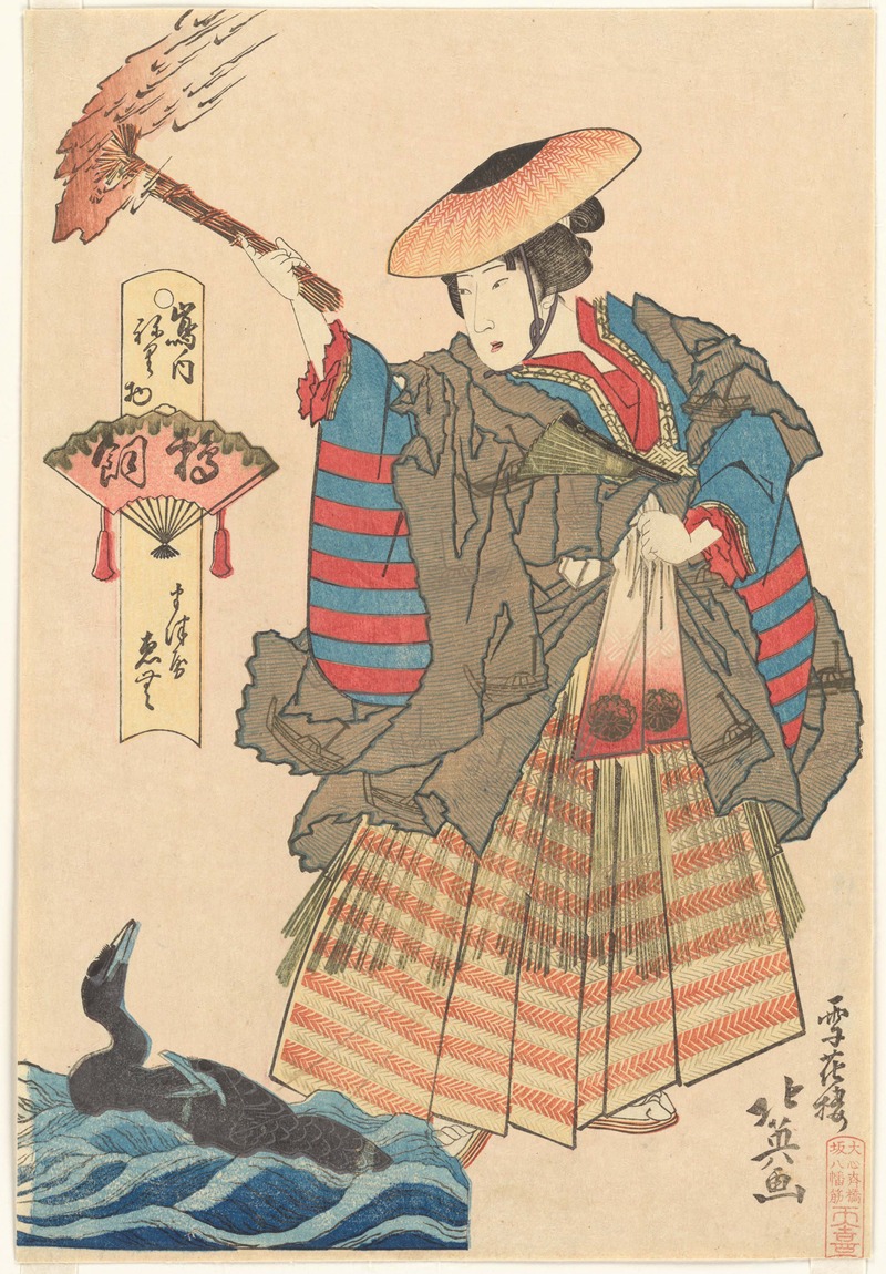 Shunbaisai Hokuei - The Courtesan Emu of the Matsuya Brothel as a Cormorant Fisherwoman (Ukai Matsuya Emu)