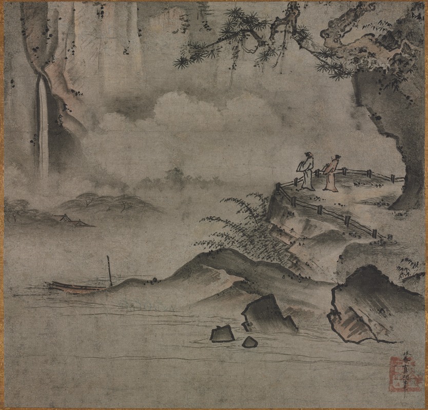 Sōami - Gazing at a Waterfall