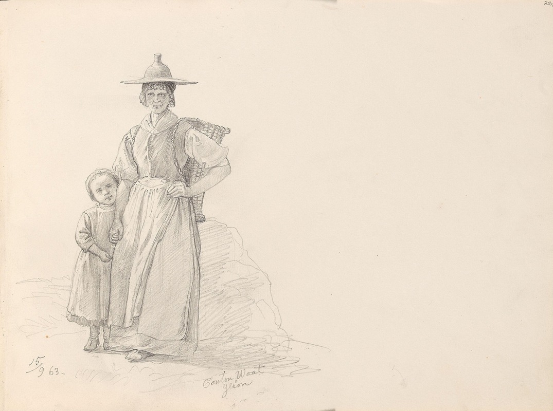 Adolph Tidemand - Kvinne og barn, Glion