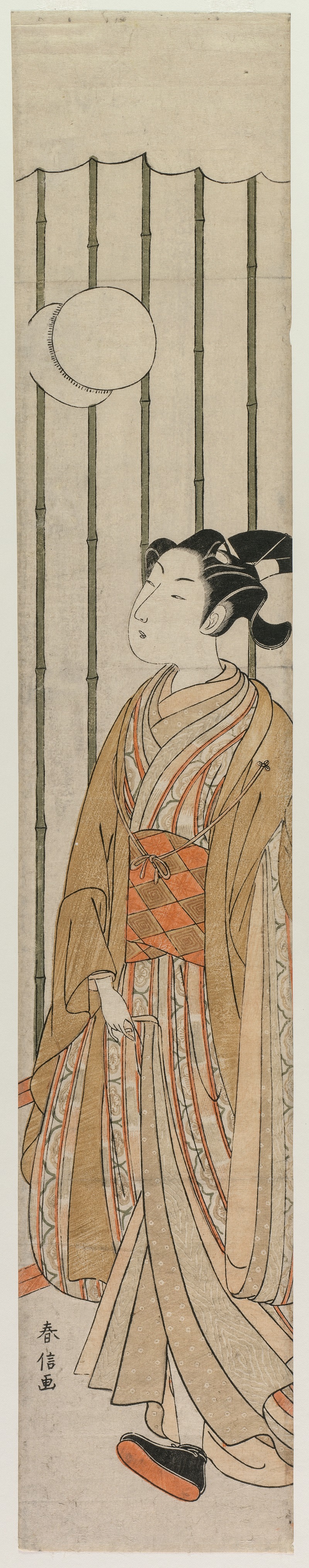 Suzuki Harunobu - Young Man Playing Football