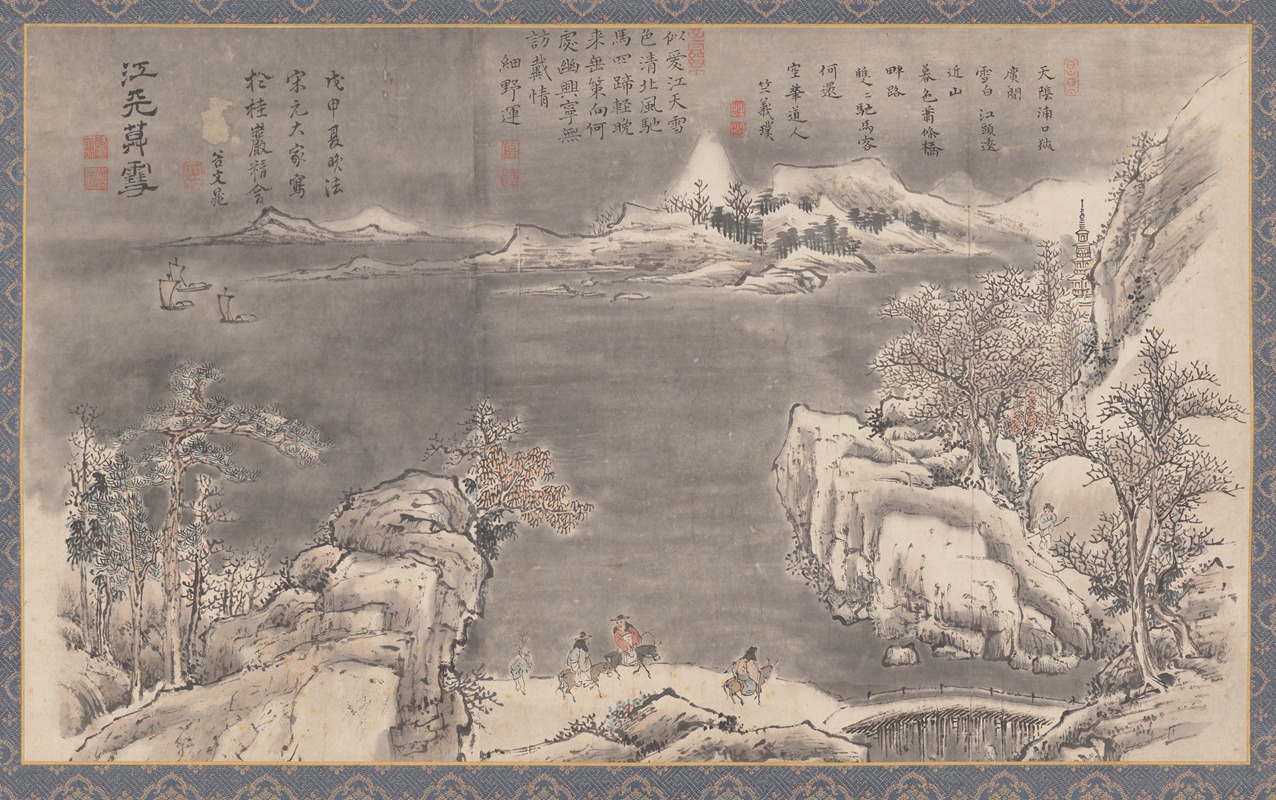 Tani Bunchō - Evening Snow Blending River and Sky, from Eight Views of Xiao-Xiang