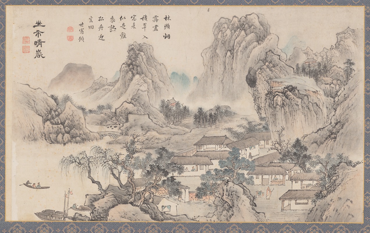 Tani Bunchō - Mountain Market in Clearing Mist, from Eight Views of Xiao-Xiang