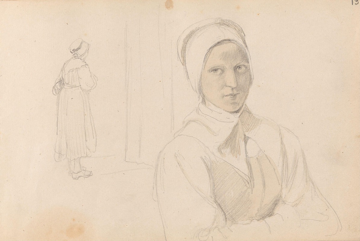 Adolph Tidemand - Kvinnefigur; kvinneportrett