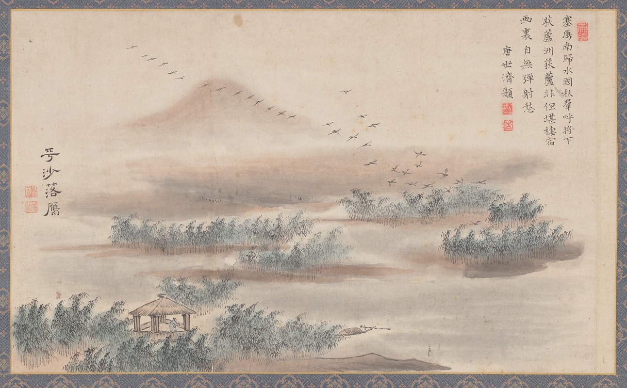 Tani Bunchō - Wild Geese Descending on a Sandbar, from Eight Views of Xiao-Xiang