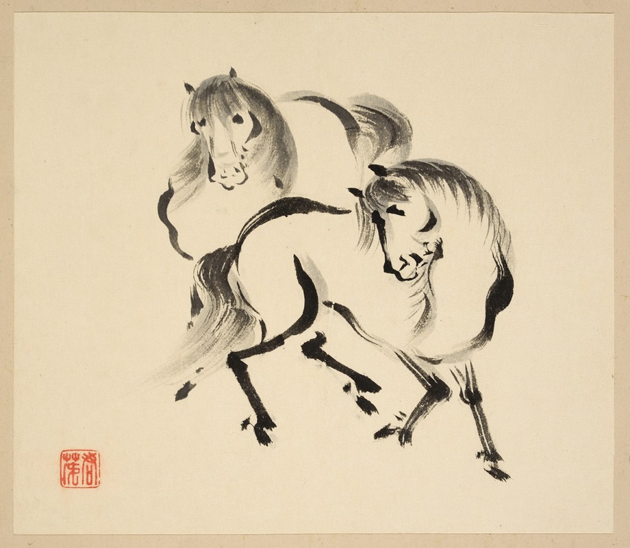 Tsurusawa Tansaku - Illustrated book of horses Pl.07