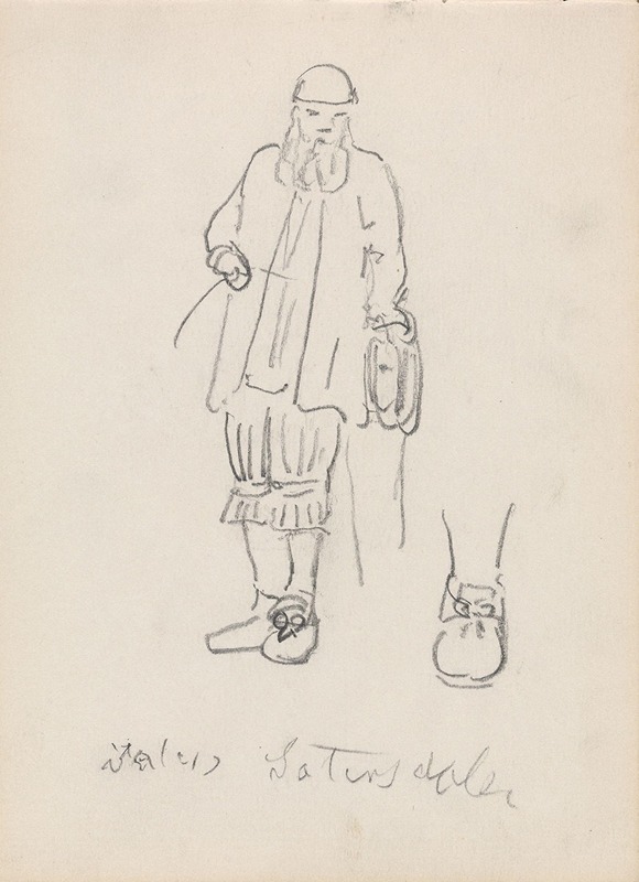 Adolph Tidemand - Mannsfigur i drakt fra Setesdal