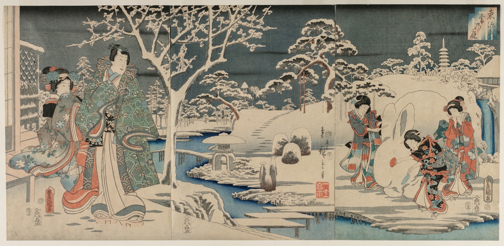 Utagawa Kunisada (Toyokuni III) - The Snowy Garden