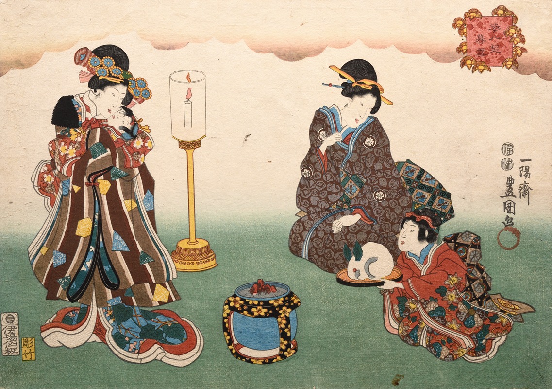 Utagawa Kunisada (Toyokuni III) - Eight Figural Views (Sugata Hakkei) Pl.1