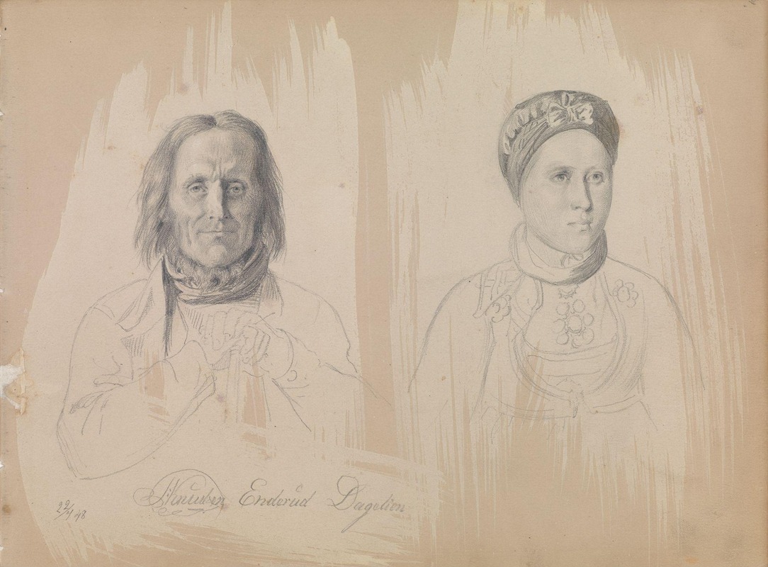 Adolph Tidemand - Pål Knutsen Enderud, Uvdal and Woman