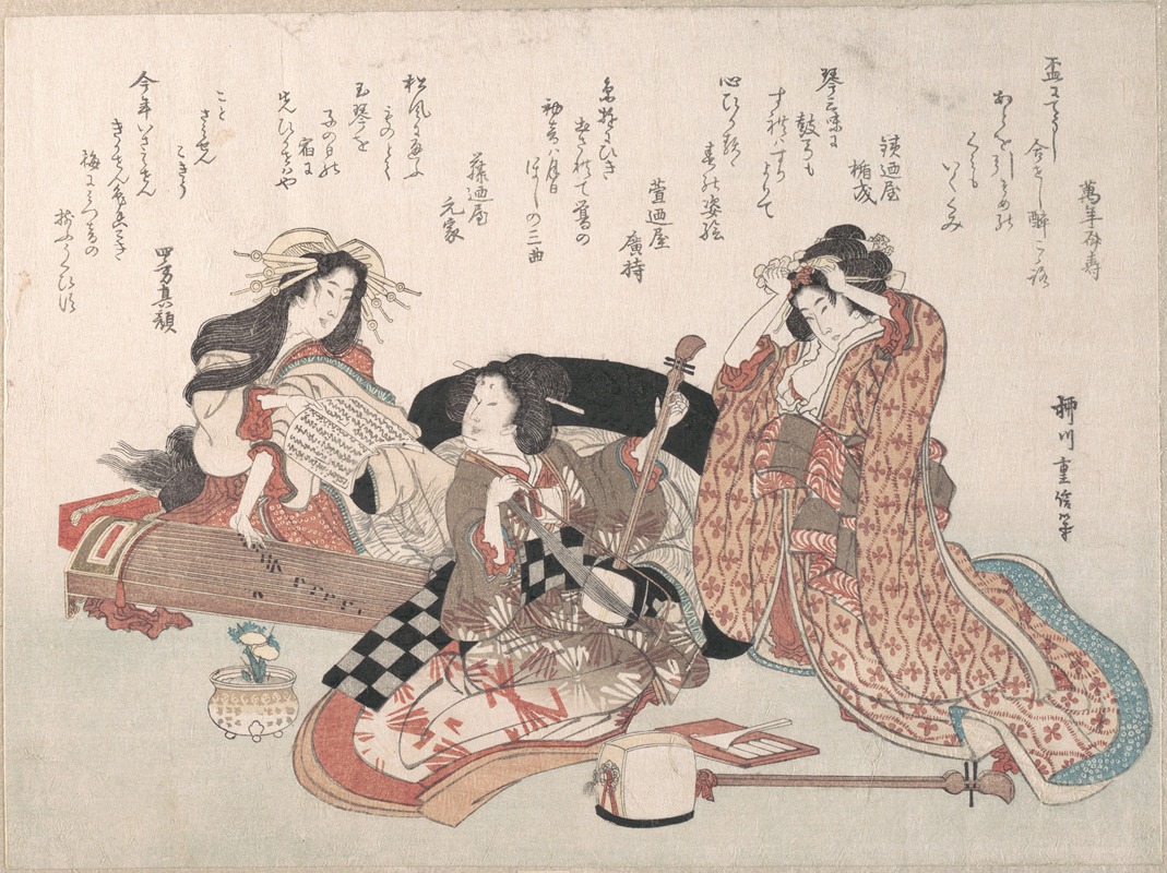 Yanagawa Shigenobu - Women Playing Music