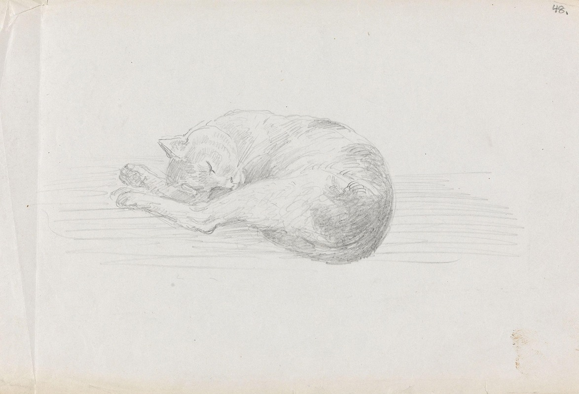 Adolph Tidemand - Sleeping cat