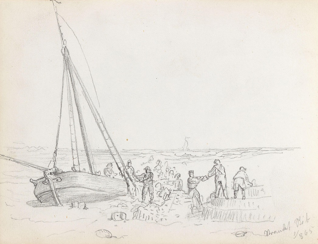 Adolph Tidemand - Strandet skip, Borkum