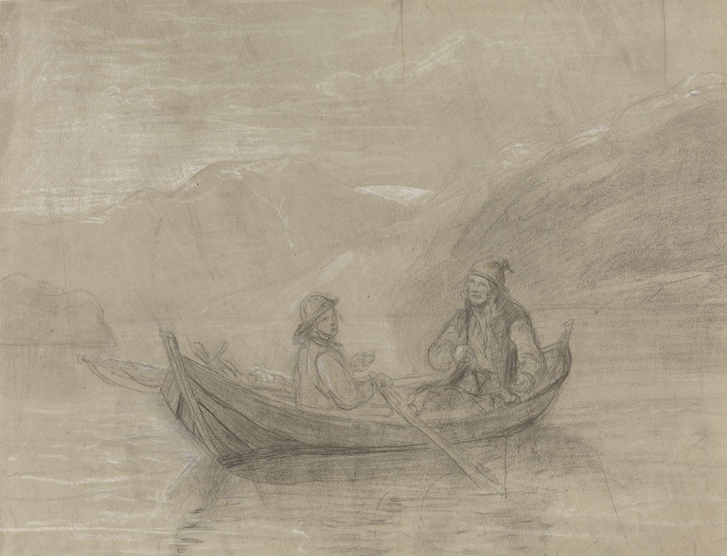 Adolph Tidemand - To fiskere i båt