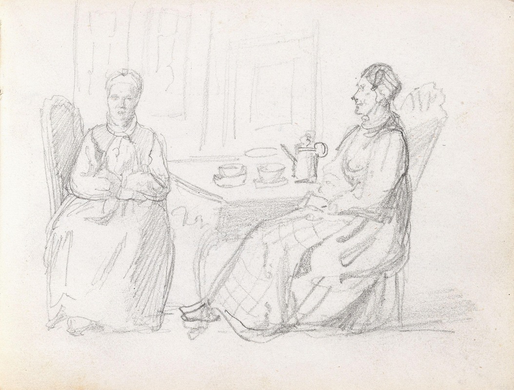 Adolph Tidemand - To kvinner som drikker kaffe