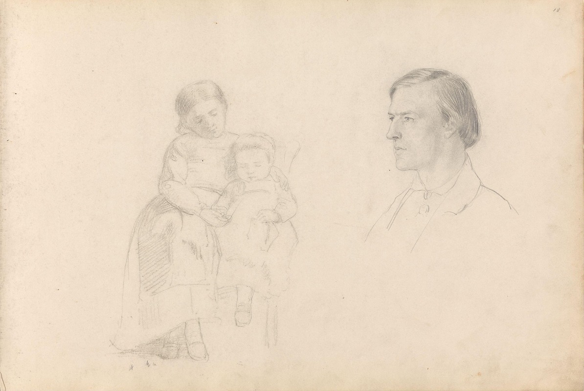 Adolph Tidemand - Two children; male portrait