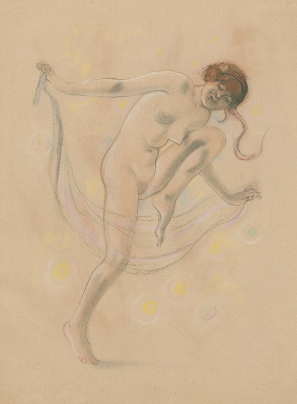 Armand Rassenfosse - Dancing Female Nude with Veil