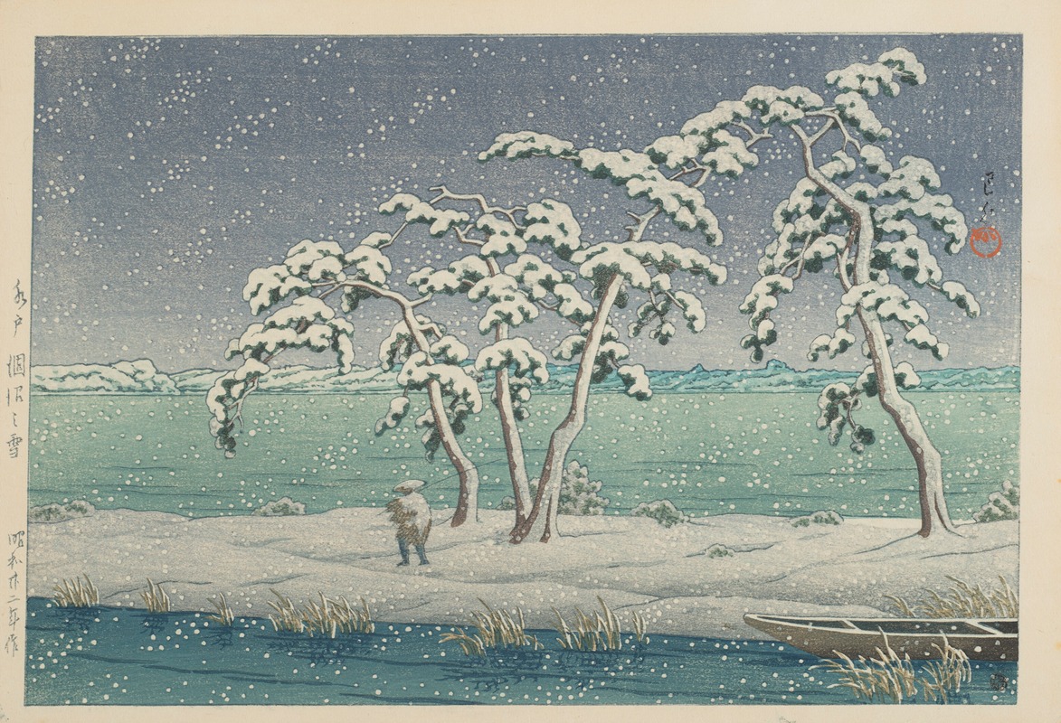Kawase Hasui - Mito Hinuma no yuki (Snow at Hinuma Swamp in Mito)